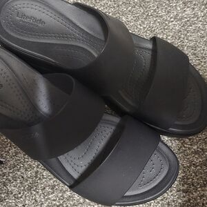 CROCS Black LiteRide Double-Strap Slides